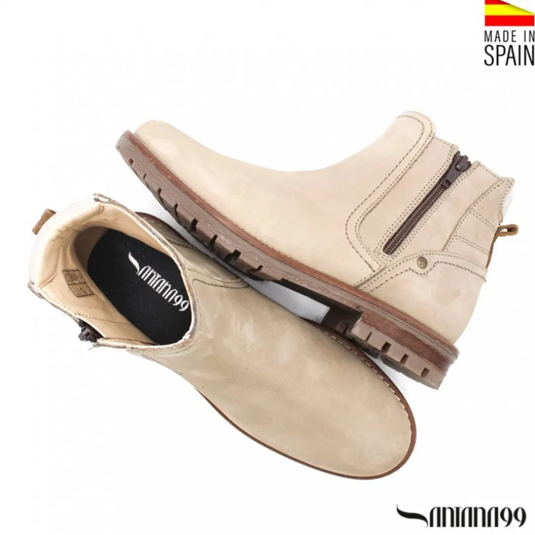 Botín beige piel oklahoma