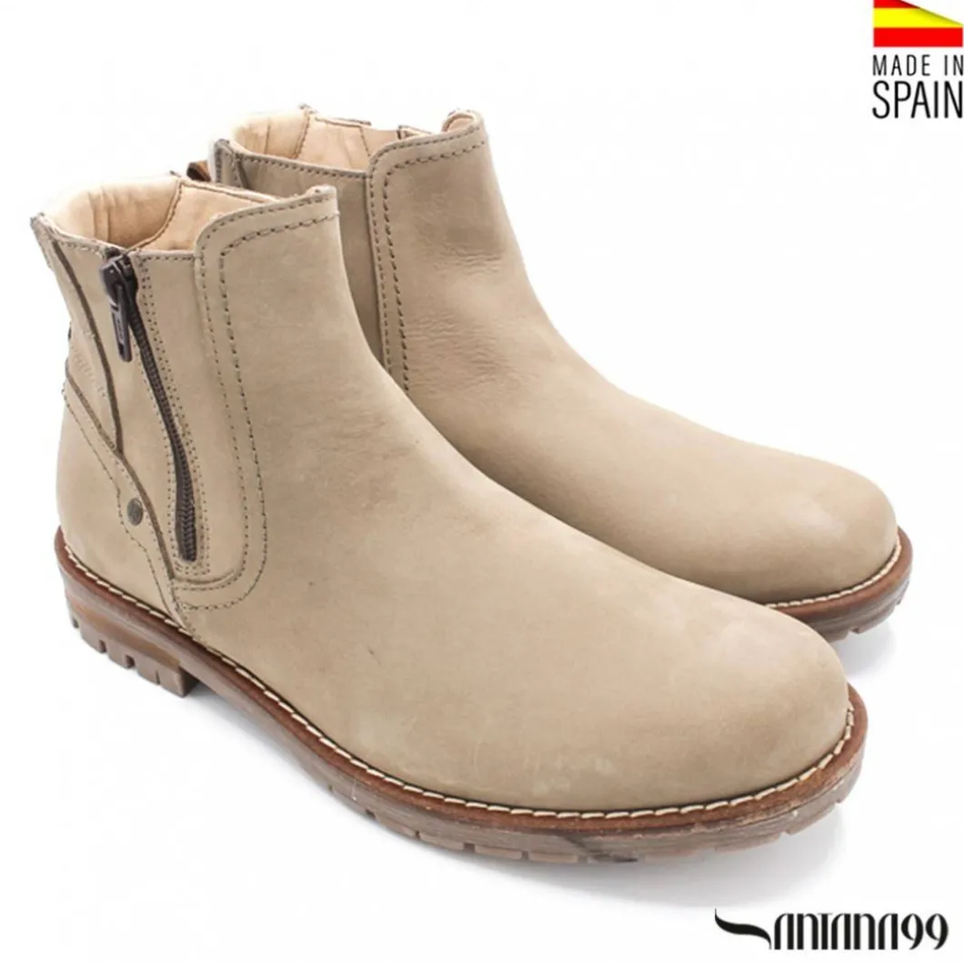 Botín beige piel oklahoma