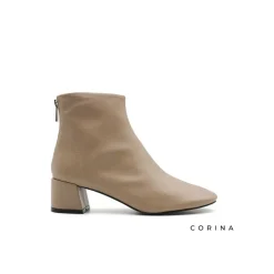 Botín beige tacón cuadrado