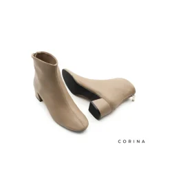 Botín beige tacón cuadrado