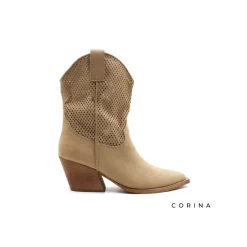 Botín calado camel con tacón