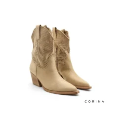 Botín calado camel con tacón