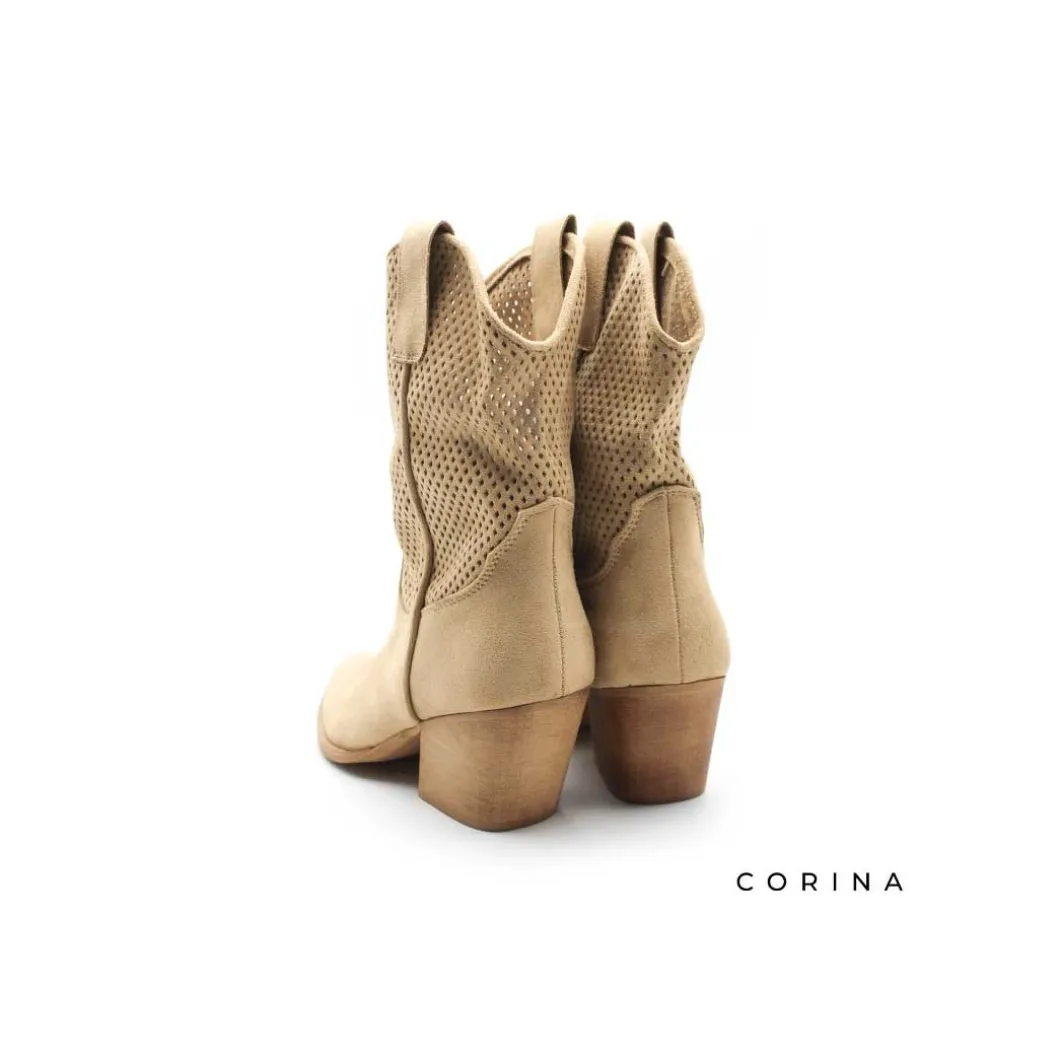 Botín calado camel con tacón