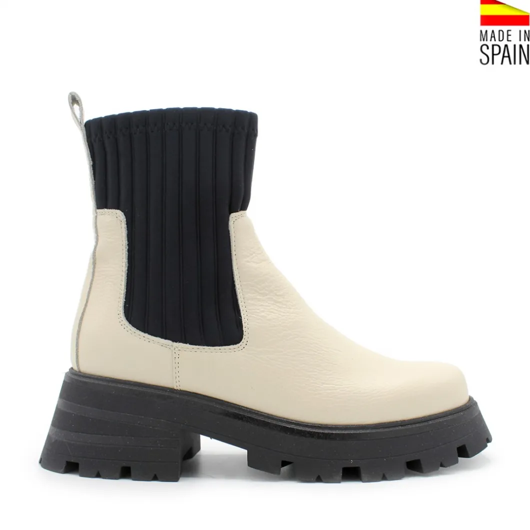 Botín calcetín plataforma beige