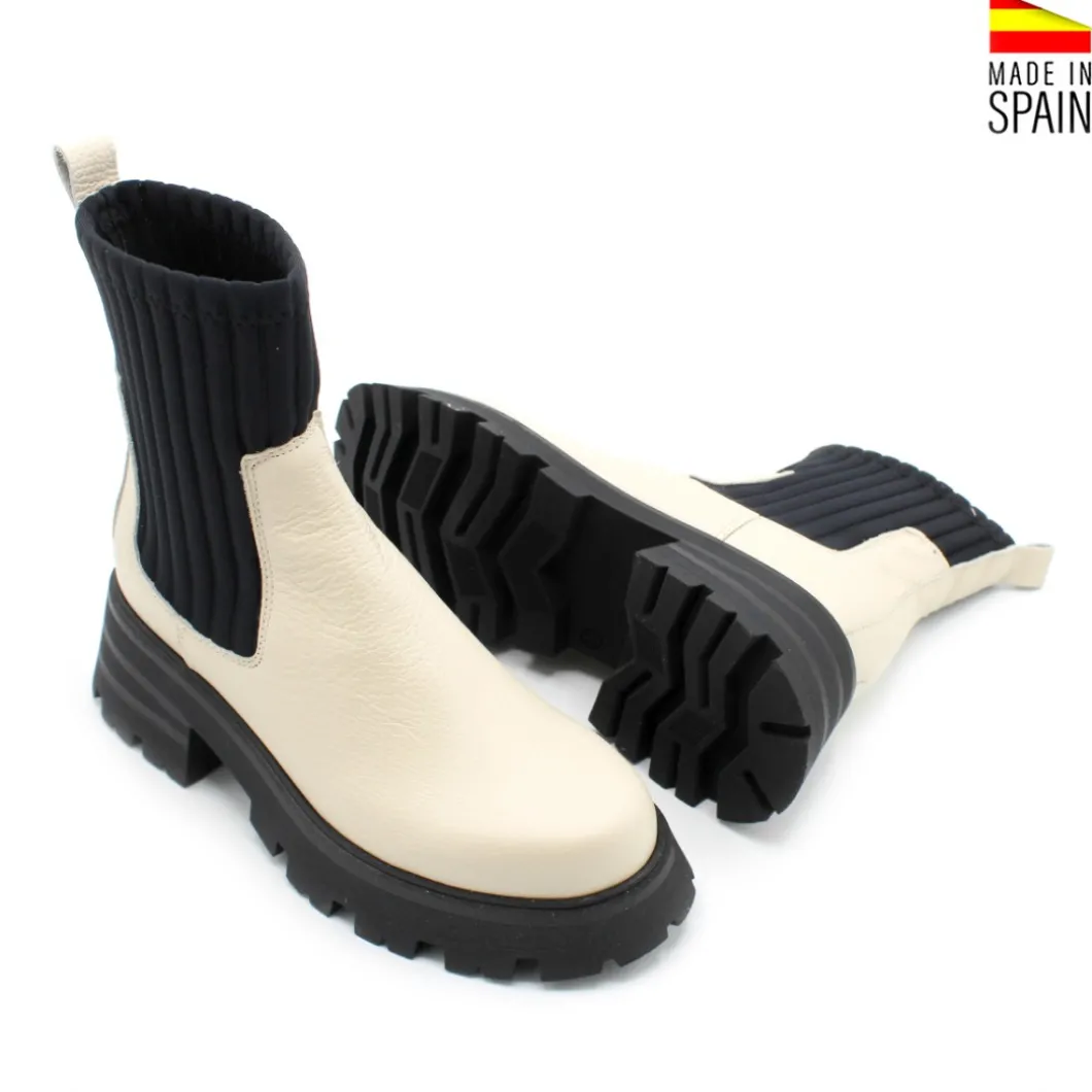 Botín calcetín plataforma beige
