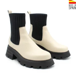 Botín calcetín plataforma beige
