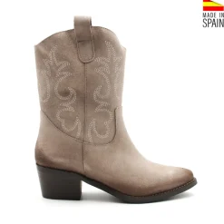 Botín campera beige de serraje