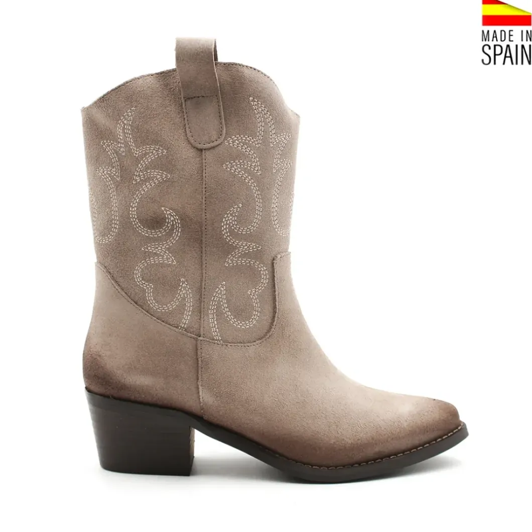 Botín campera beige de serraje