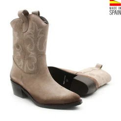Botín campera beige de serraje