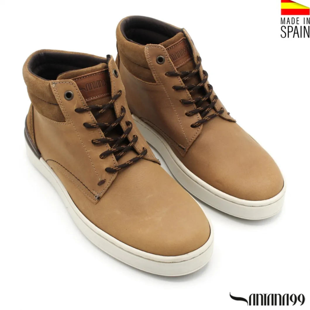 Botín casual piel nobuck camel
