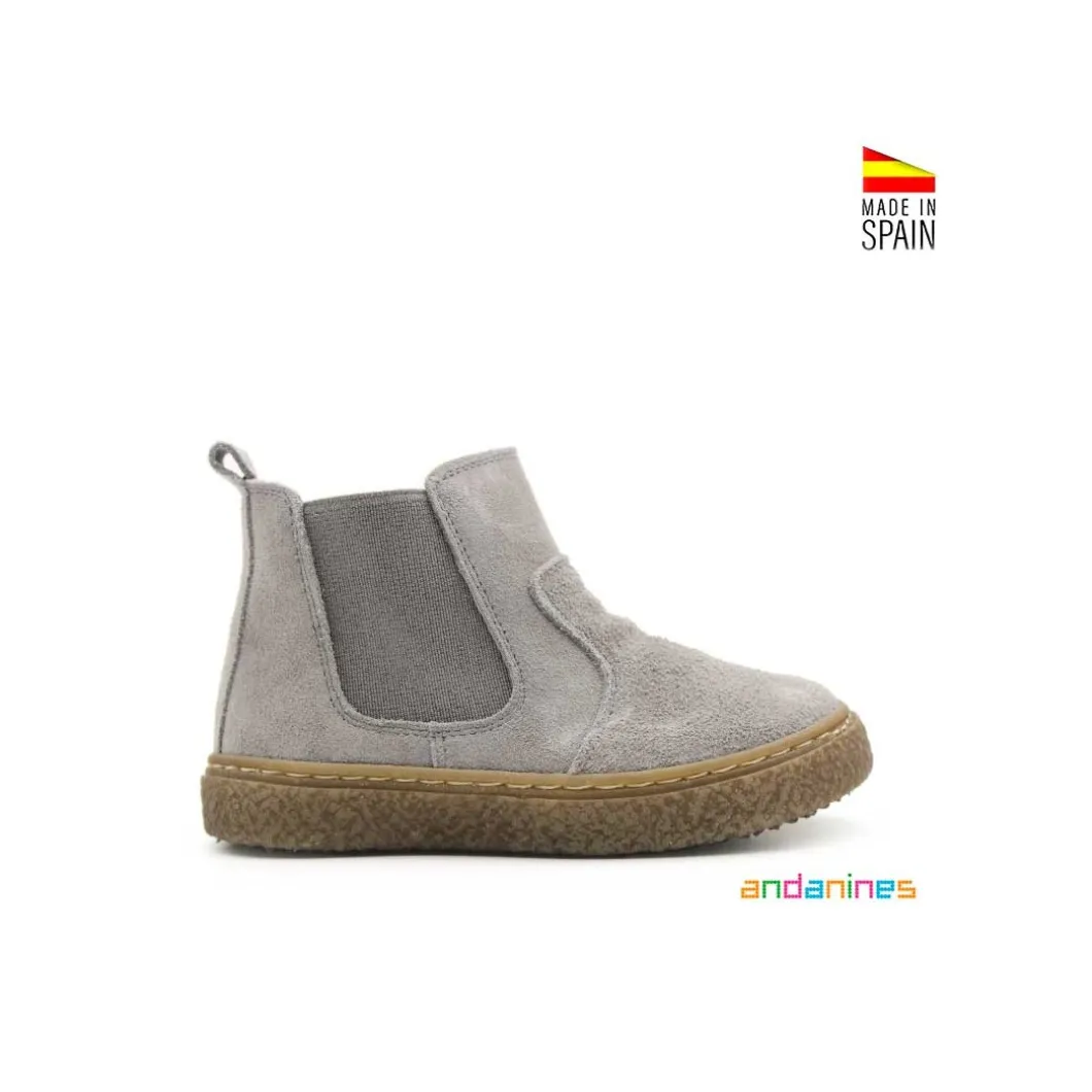 Botín chelsea serraje gris