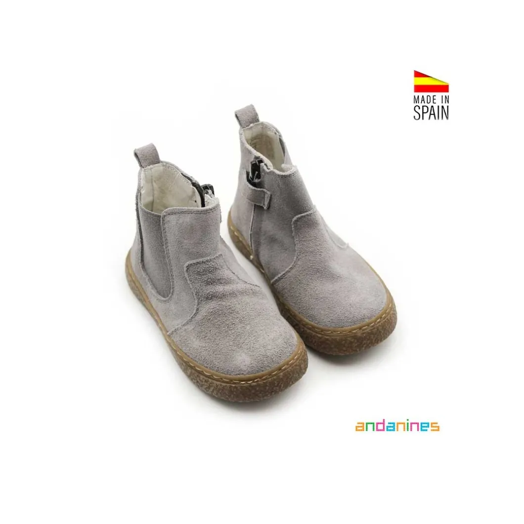 Botín chelsea serraje gris