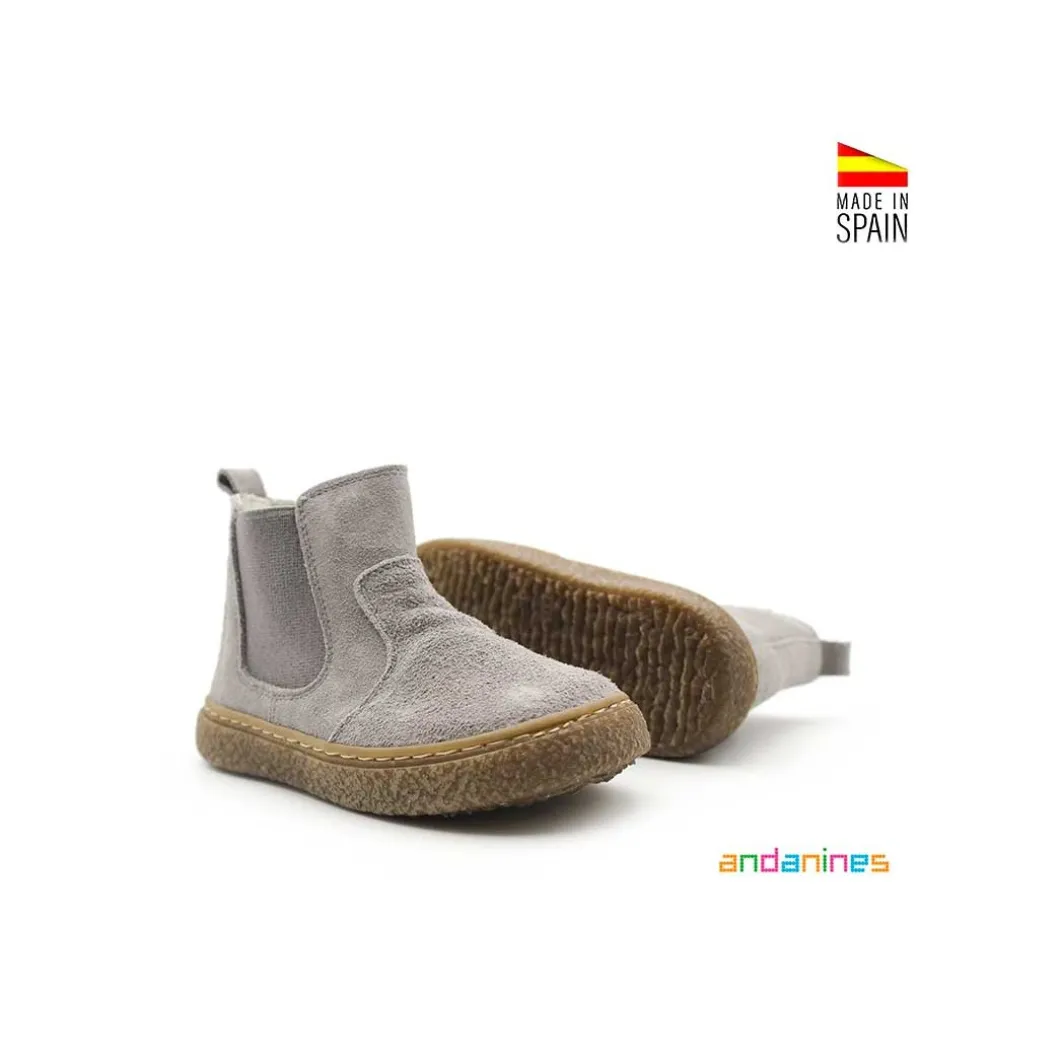 Botín chelsea serraje gris