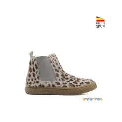 Botín chelsea serraje leopardo gris