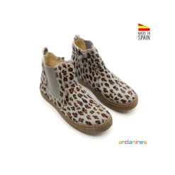 Botín chelsea serraje leopardo gris