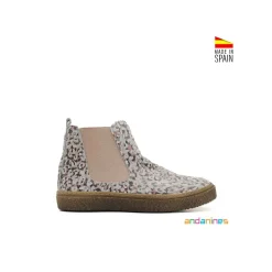 Botín chelsea serraje leopardo rosa