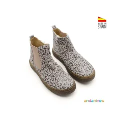 Botín chelsea serraje leopardo rosa