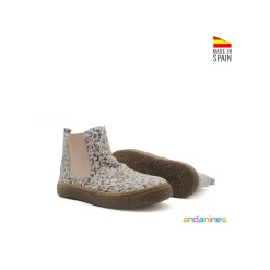 Botín chelsea serraje leopardo rosa
