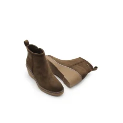 Botín cuña marrón de antelina