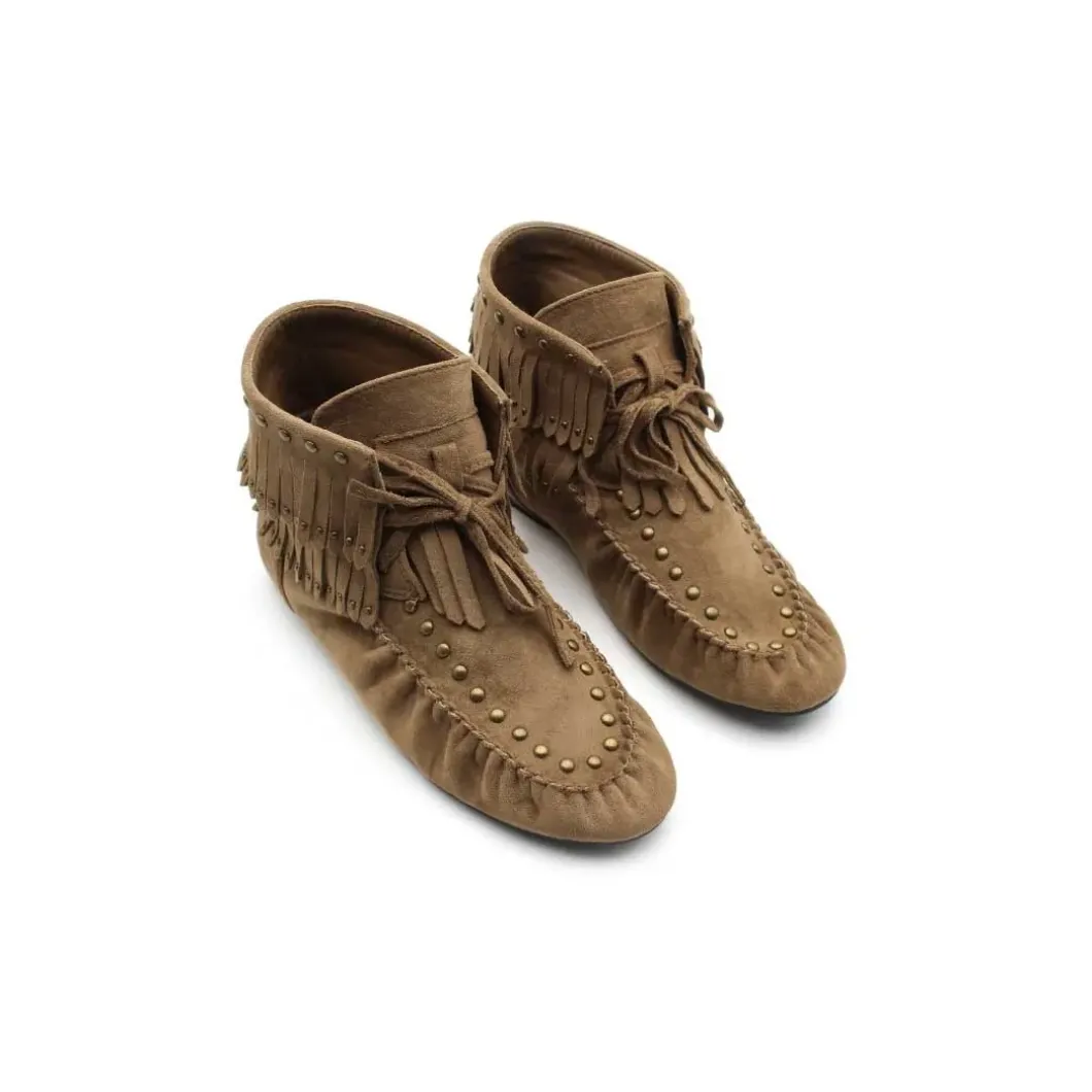 Botín flecos camel estilo boho