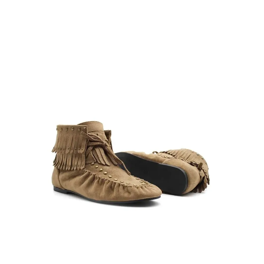 Botín flecos camel estilo boho
