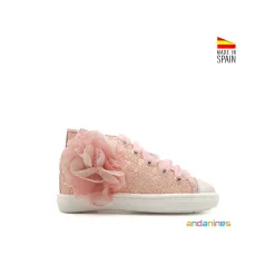 Botín glitter rosa lazo Andanines