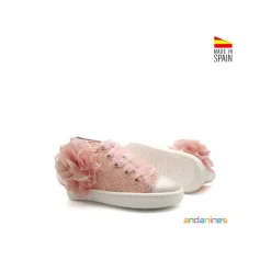 Botín glitter rosa lazo Andanines