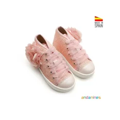 Botín glitter rosa lazo Andanines