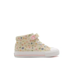 Botín lona flores beige