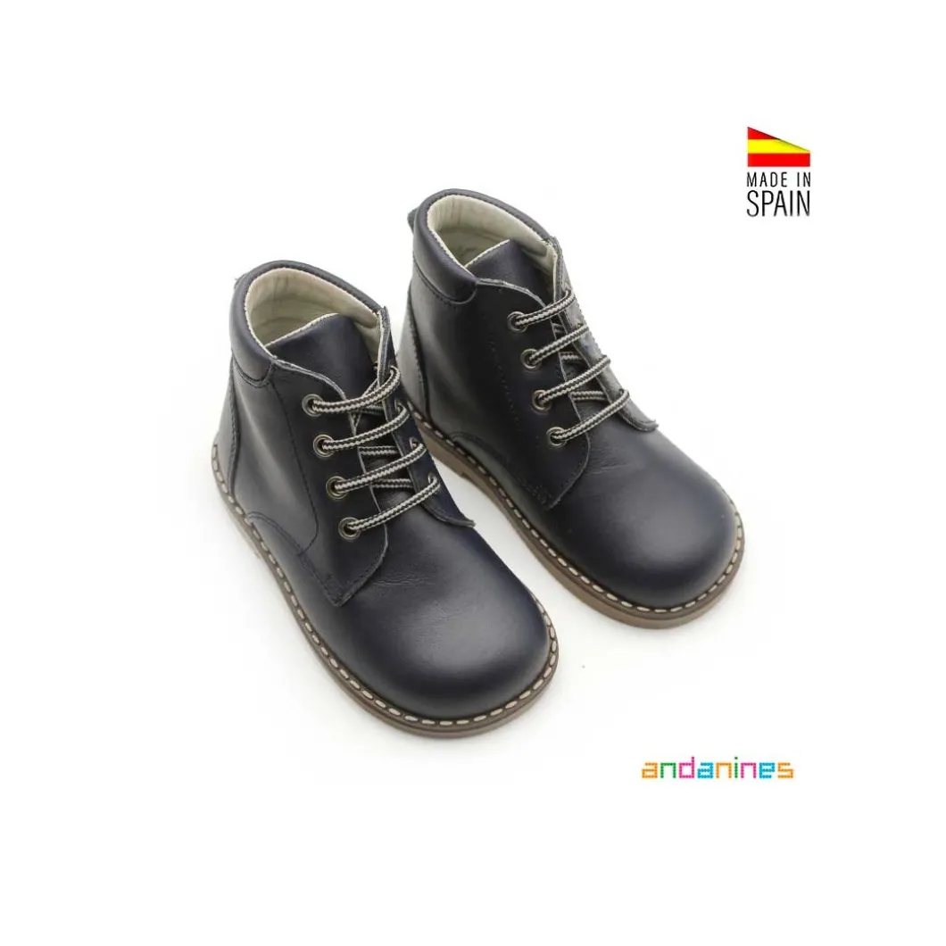 Botín marino cuero de cordones