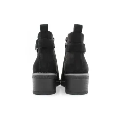 Botín negro tacón ancho de antelina