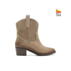 Botín serraje taupe de tacón campera