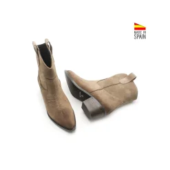 Botín serraje taupe de tacón campera