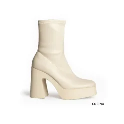 Botín tacón plataforma beige