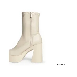 Botín tacón plataforma beige
