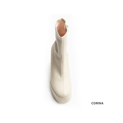 Botín tacón plataforma beige