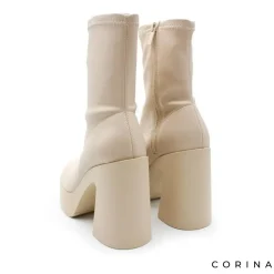 Botín tacón plataforma beige