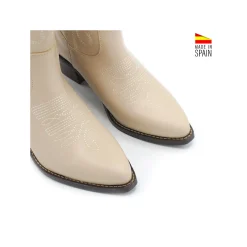 Botín western piel beige