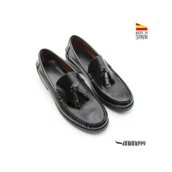 Castellano borlas negro con suela de goma
