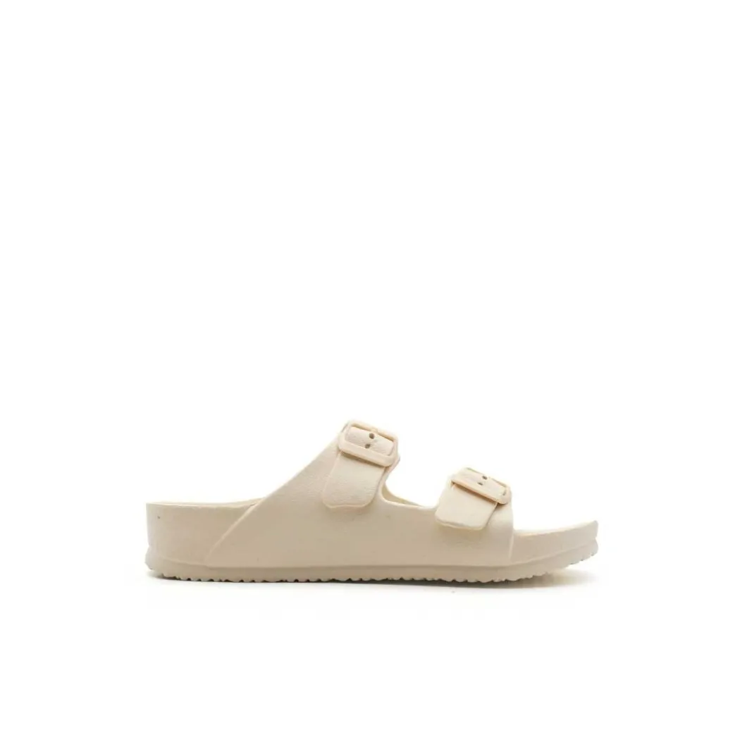 Chancla goma beige con hebillas