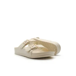 Chancla goma beige con hebillas