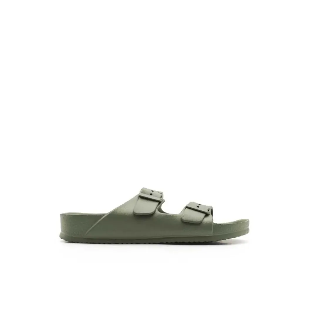 Chancla goma kaki con hebillas