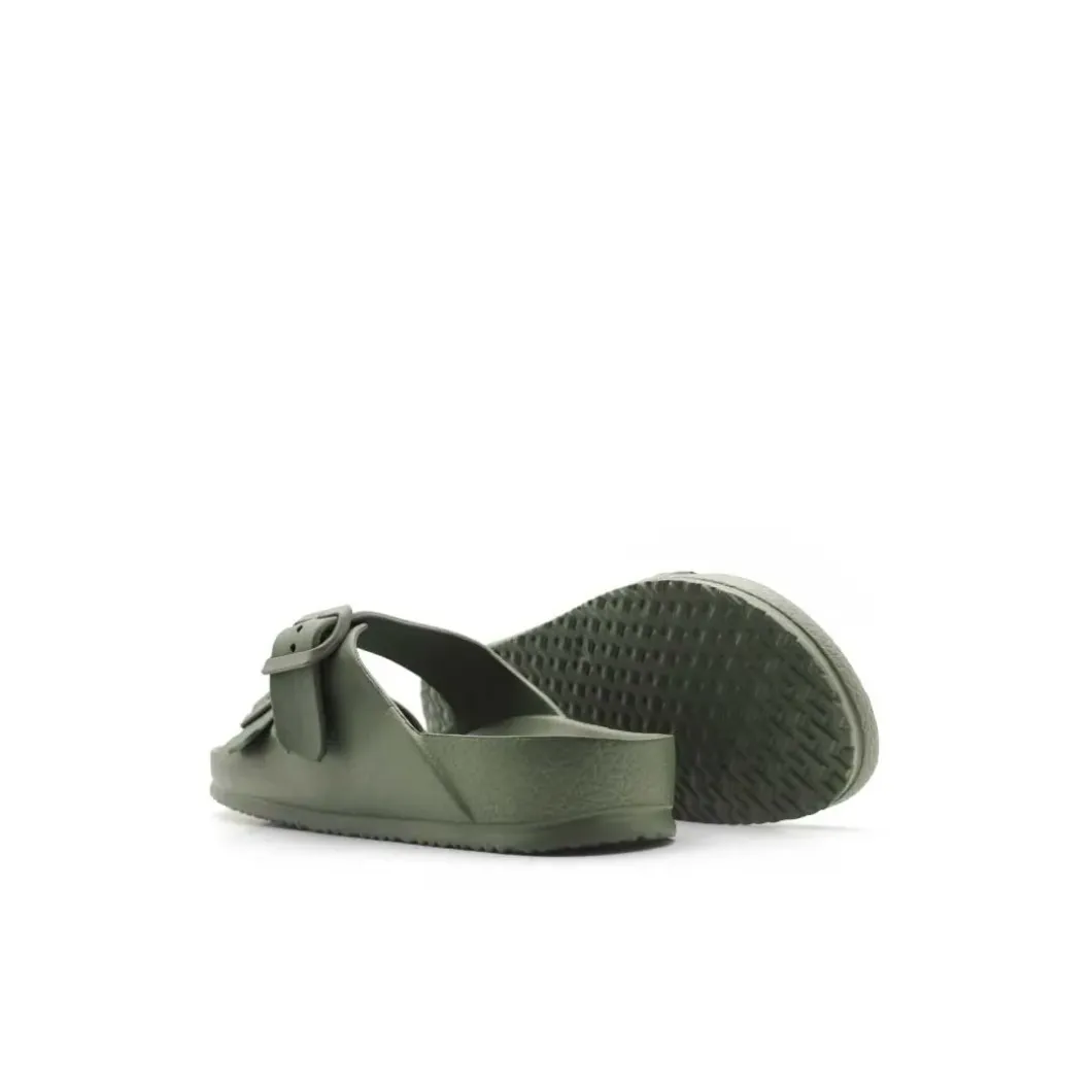 Chancla goma kaki con hebillas