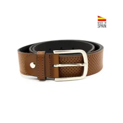 Cinturón piel perforado camel