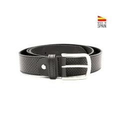 Cinturón piel perforado negro