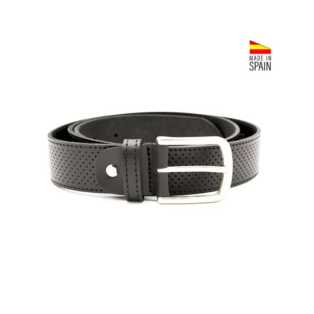 Cinturón piel perforado negro