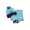 Conjunto azul gorro, guantes y cuello