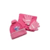 Conjunto rosa gorro, guantes y cuello