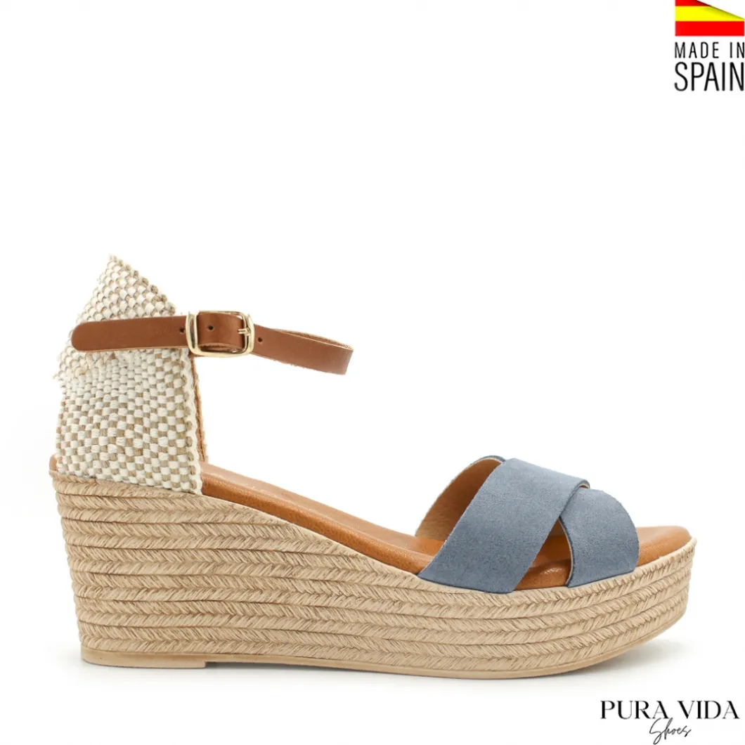 Cuña azul de serraje Pura Vida