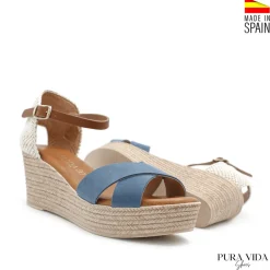 Cuña azul de serraje Pura Vida